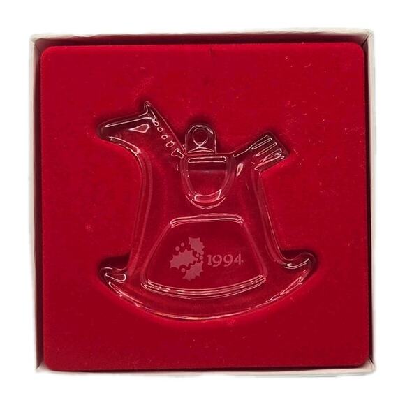 Vintage Orrefors 1994 Rocking Horse Christmas Ornament Crystal in Box U97 - Picture 2 of 5